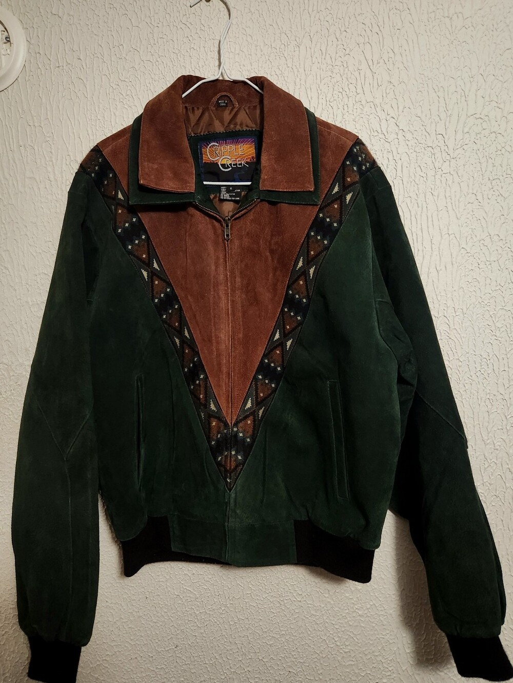 Vintage Cripple Creek Suede Western Aztec Bomber Jeacket- S